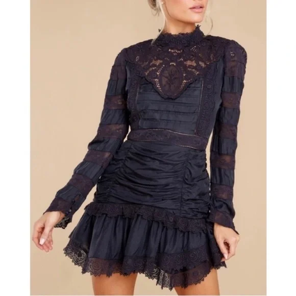 NWT LoveShackFancy Harmon Mini Shirted Lace Dress size 6 - Picture 3 of 10